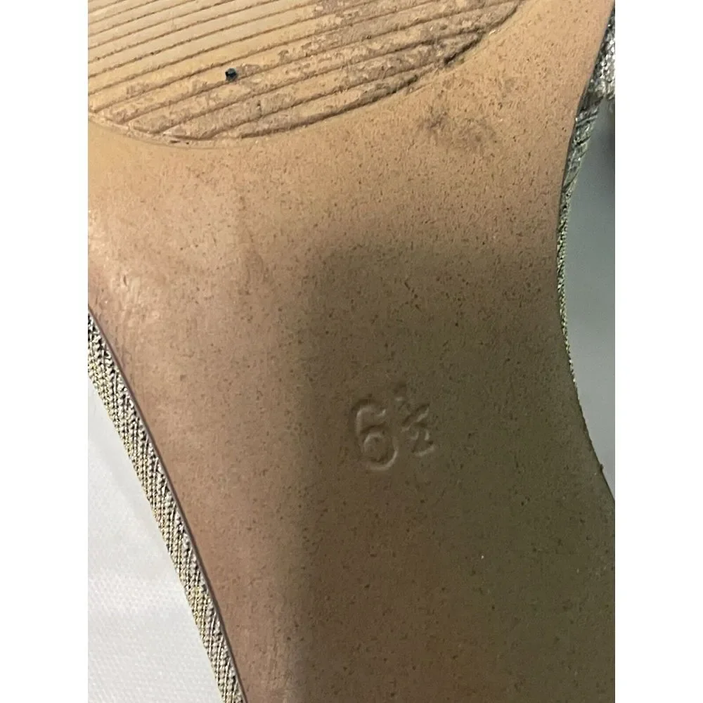 Kelly & Katie Gold Sparkle Open-toe Block Heel‎ Ankle Strap  Size 6.5 S-206